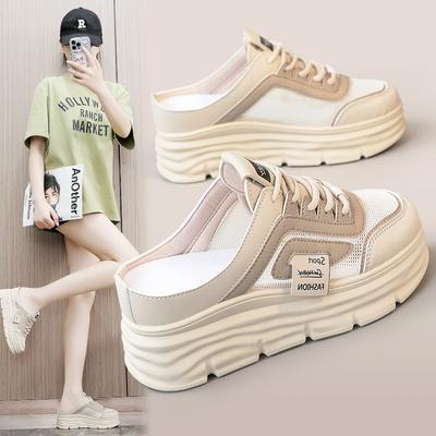 Fashion Summer New Fashionable Slippers with Breathable Inner Height and Large Thick Bottom, Fashionable Women's Half Slippers