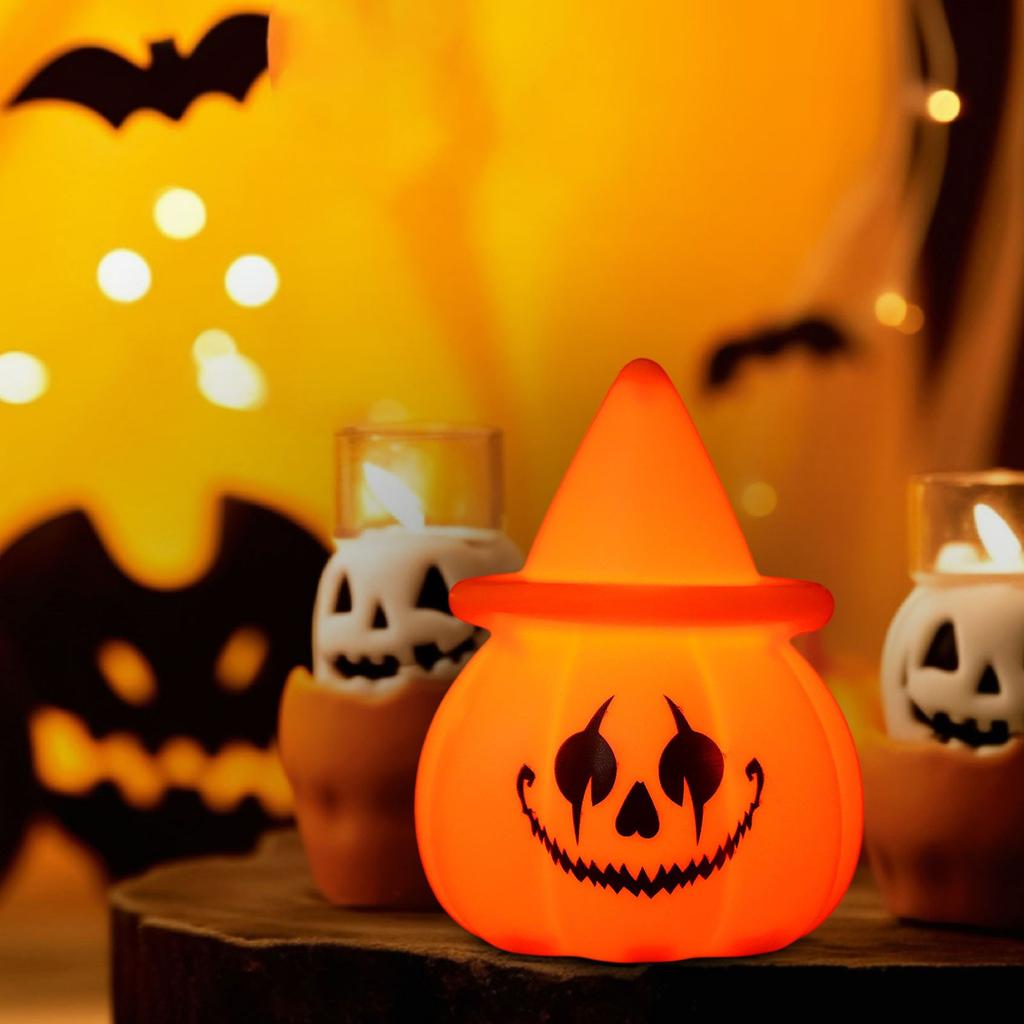 Halloween Pumpkin Skeleton LED Night Light Ghost Shaped Decorative Atmosphere Lamp for Party Tabletop Home Decor