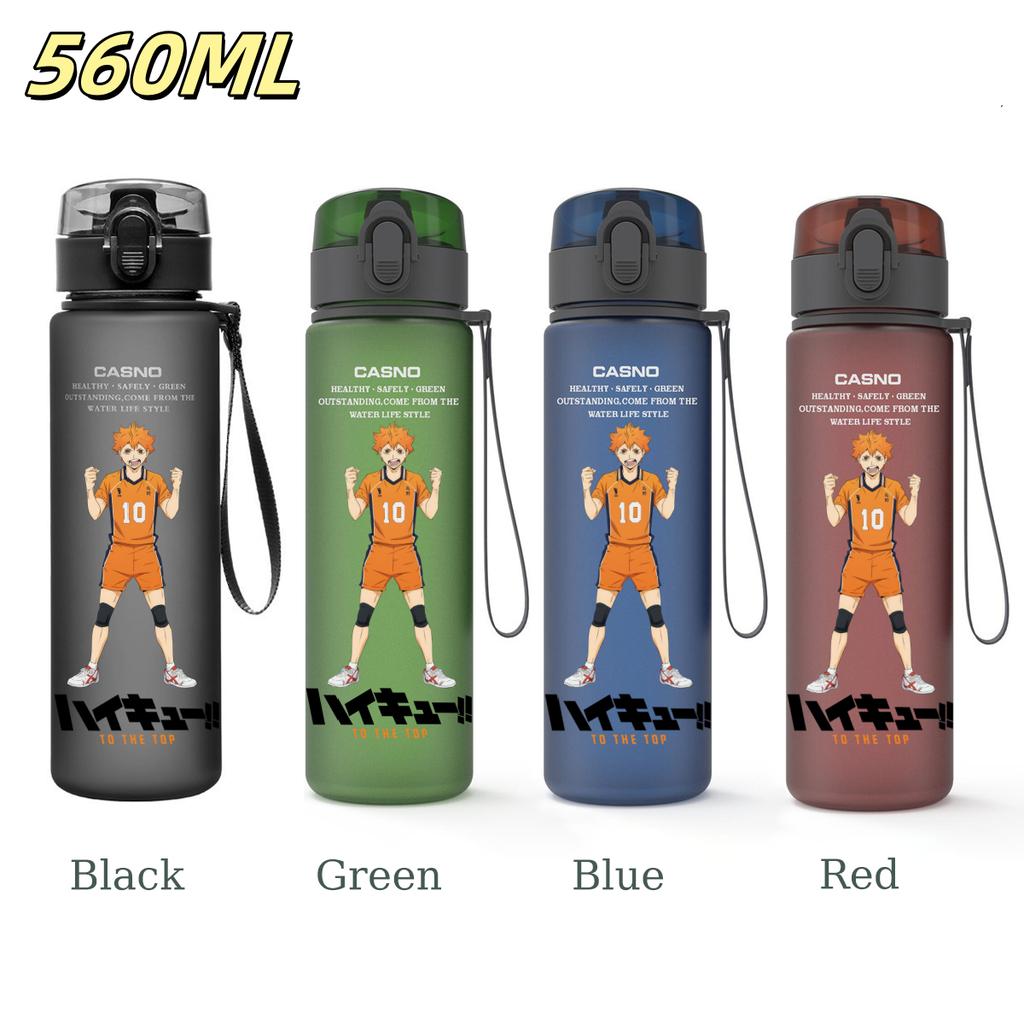 Anime Haikyuu Sports Water Bottle Leak Proof Frosted Plastic Cup Portable Rope Fitness Outdoor Travel 560ML with for Kid Friendly Entertaining Fun