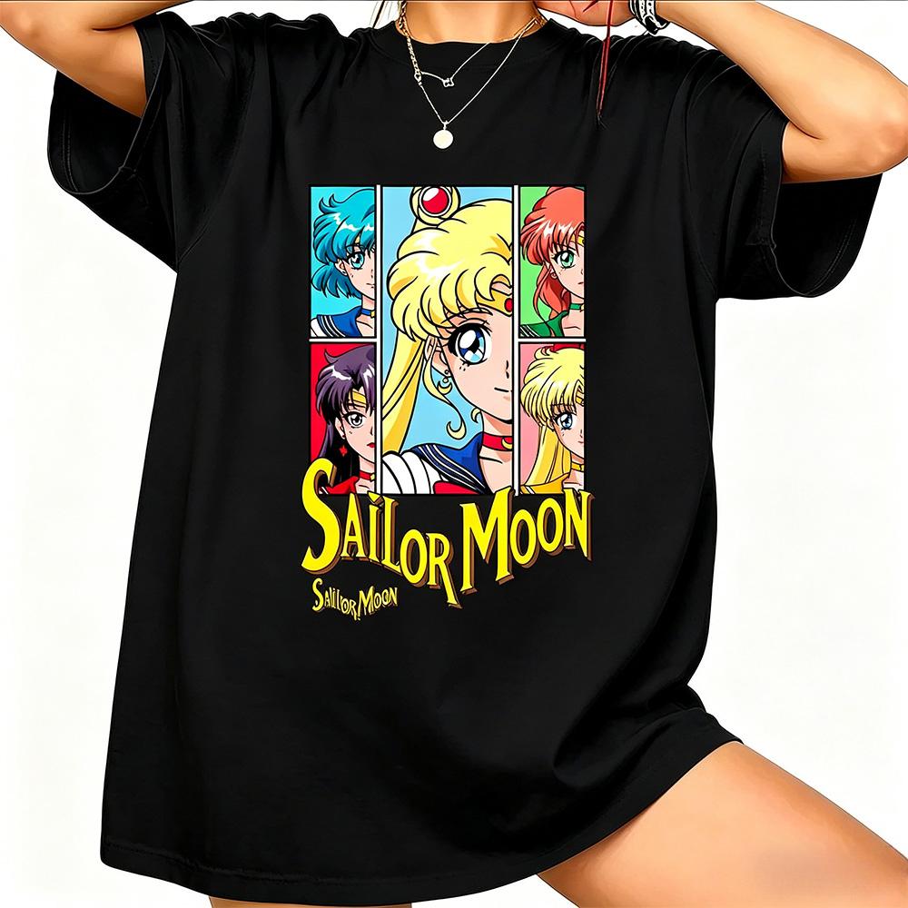 Sailor Moon Retro 90s Anime Graphic T Shirt Summer Cotton Unisex Unisex Tee Streetwear Casual Trend Short Sleeve Couple Hip Hop Top