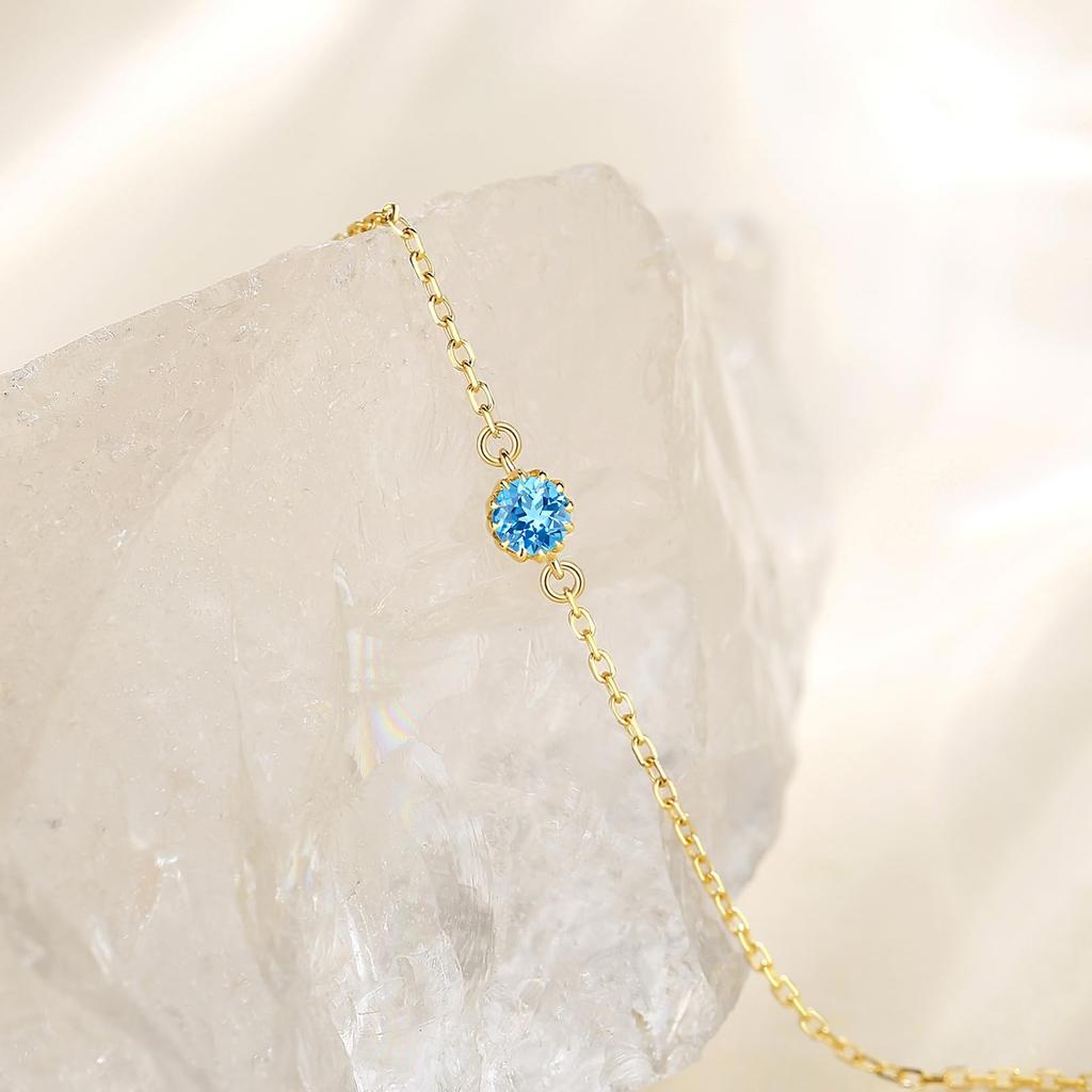 FANCIME 18K Yellow Gold Bracelet for Natural Blue November 18K Anniversary Gift Wrapping Included Women, Topaz, Birthstone, Gold, Christmas, Birthday,