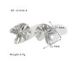18K Gold Stainless Steel Irregular Pleated Flower Twist Stud Earrings - French Retro Style for Daily Wear