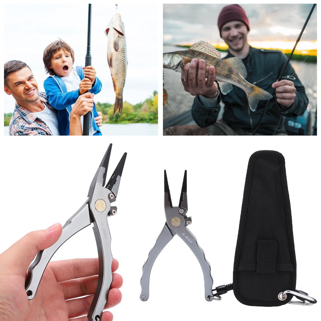 Fishing Pliers Aluminum Large Size Rustproof Fish Hook Remover with Storage Bag Lanyard Buckle for Fishing Line Cutting