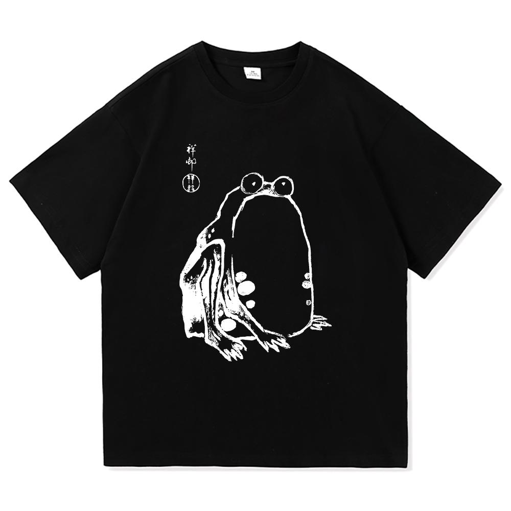 Vintage Unimpressed Frog T Shirt Fashion Men/Women Aesthetic Funny Japanese Anime T-Shirt High Quality Casual Cotton Tees Shirts