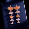 Micro Pave Colorful Zirconia Leaf Dangle Earrings for Women Brand Designer Luxury Wedding Temperament Ginkgo Biloba Earrings