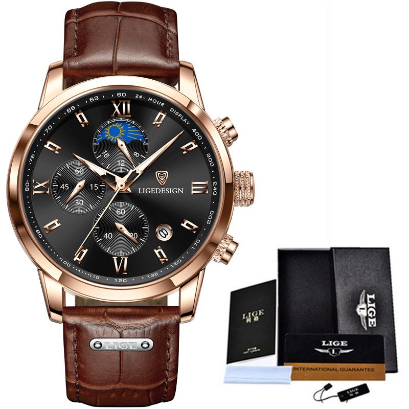 Herrenuhr Business Herrenuhren Marke Luxus Leder Wasserdicht Sport Quarz Chronograph Militäruhr Herren Uhr