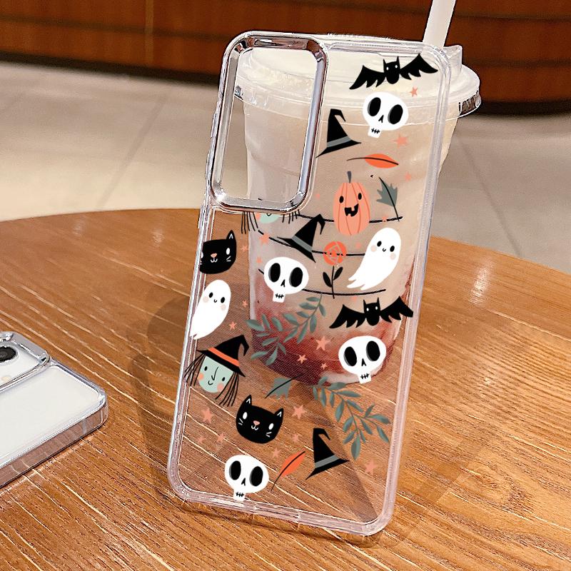 Halloween Ghost Pumpkin Case For Samsung Galaxy S26 S25 Ultra S24 S23 S22 Plus S21 A16 A17 A26 A36 A37 A54 A55 A56 A57 5G Clear Soft Cover
