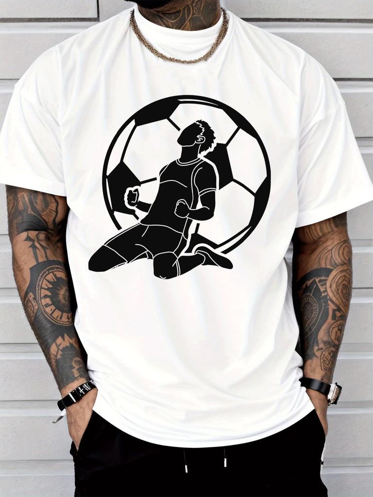 Unisex Summer Cotton Tee Football Soccer Player Celebration Silhouette Graphic Sports Fan Casual Short Sleeve Daily Fashion Top
