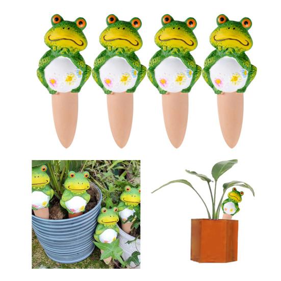 4 יחידות קוצים להשקיה עצמית מחימר צפרדע חמודה שתילה עציץ הכנסה קוצים להשקיה אוטומטית כלי השקיה לשחרור איטי לצמחים פנימיים חיצוניים חופשה