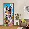 2pcs Warm and Cute Dog Wall Stickers Living Room Bedroom Children's Room Decoration Stickers Cartoon Animal Flowers Self Adhesiv