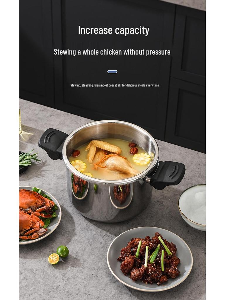 304 Triple-Layer Steel Thick Pressure Cooker - Large Capacity, Explosion-Proof Design for Gas and Induction Cooking