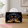 1pc 2d Flat-printed 17.78x10.92x12.95cm Tissue Box Black and Tan Dachshund Dog Close-up Portrait Decorative Napkin Storage for the Living Room and Bed