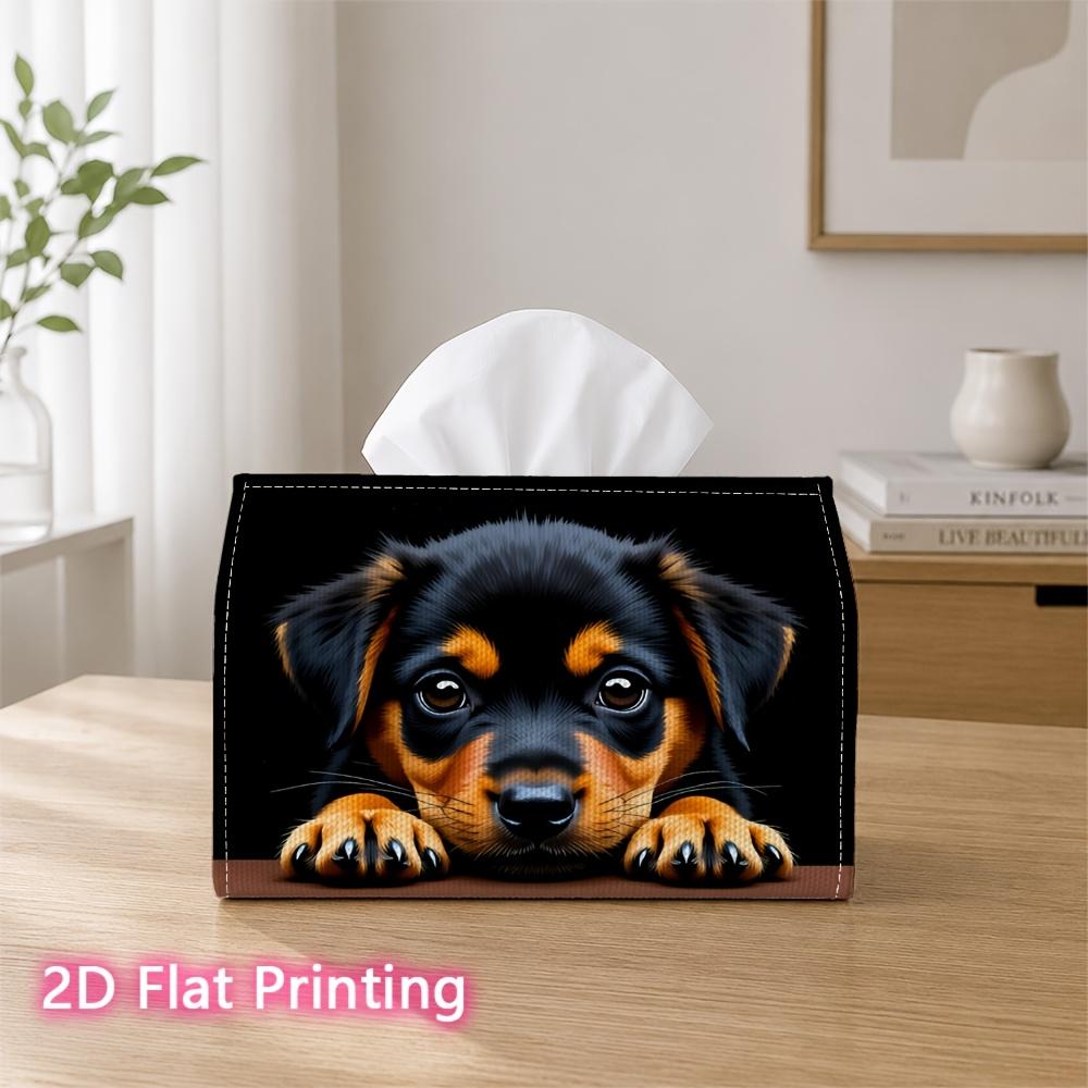 1pc 2d Flat-printed 17.78x10.92x12.95cm Tissue Box Black and Tan Dachshund Dog Close-up Portrait Decorative Napkin Storage for the Living Room and Bed