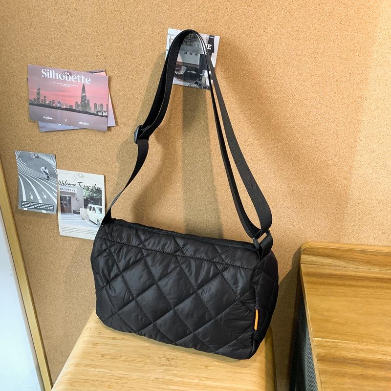 

Casual Large Capacity School Girls Messenger Bags Thread Plaid Women s nyl Shoulder Bag Simple Female Crossbody Handbag Purse чёрный