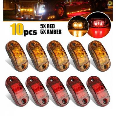 10pc 10 Diodes Red/Amber Trailer Marker LED Light Double Bullseye Clearance Lamp