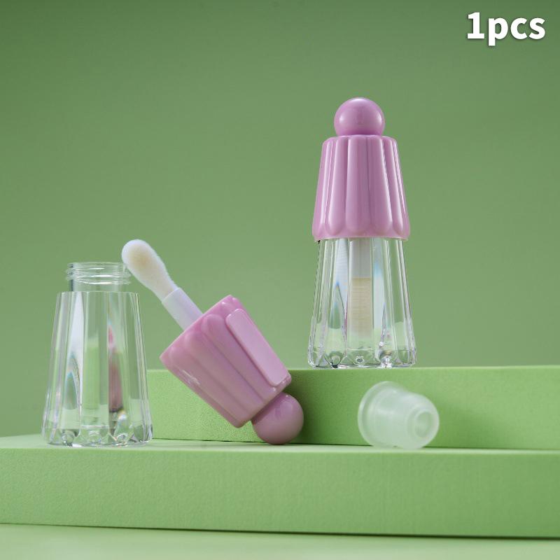 4-5ml Pusta tubka na błyszczyk z dużą główką pędzelka, DIY Plastikowy elegancki pojemnik na płynną pomadkę, Okrągła mini buteleczka na próbki błyszczyka