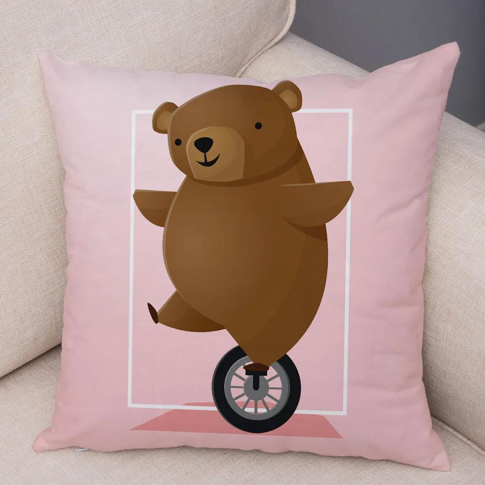 Cute Cartoon Animal Decoration Pillowcase Pig Bear Cow Shark  Sofa Room Cushion Cover Kindergarten Home