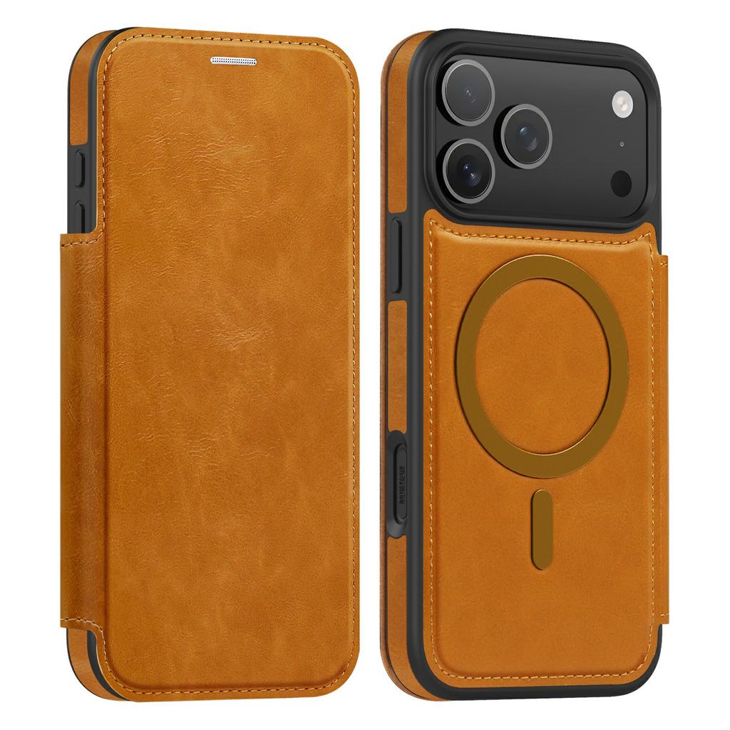 For iPhone 17 Pro Max Case Compatible with MagSafe RFID Blocking Card Holder Leather Phone Cover