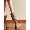 Pleated Pile Boots Two Wear Brown Boots Women's 2025 Thick Sole But Knee Small Tall Knight Boots