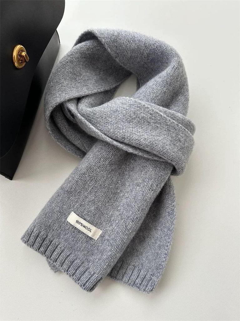 100% Pure Wool Knitted Scarf - Versatile Autumn/Winter Cashmere Neck Warmer for Couples