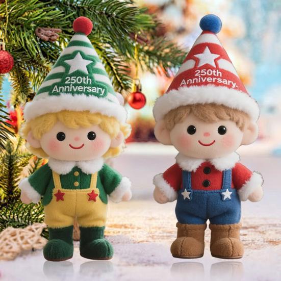 USA 250th Anniversary Cartoon Boy Plush Toy Patriotic 250 Years of The United States Stuffed Elf Doll Decoration Holiday Party Plushie Ornament