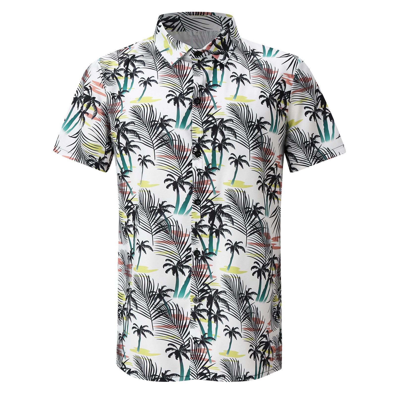 

Нова літня чоловіча сорочка з гавайським принтом з коротким рукавом і великим розміром XXL білий