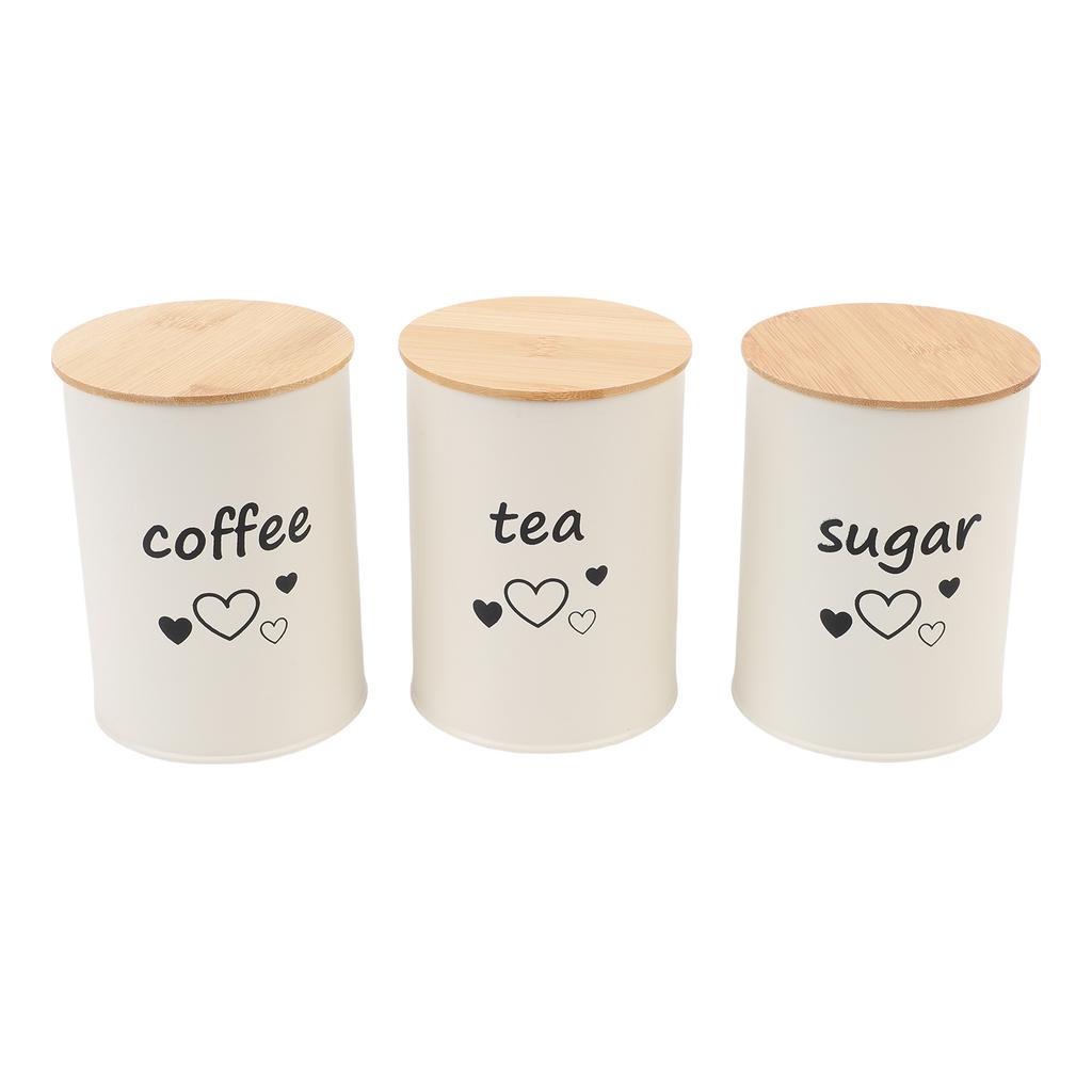 3PCS Airtight Coffee Canister Iron Coffee Bean Storage Container Food Canister Jar with Lid for Kitchen Tea Cereal