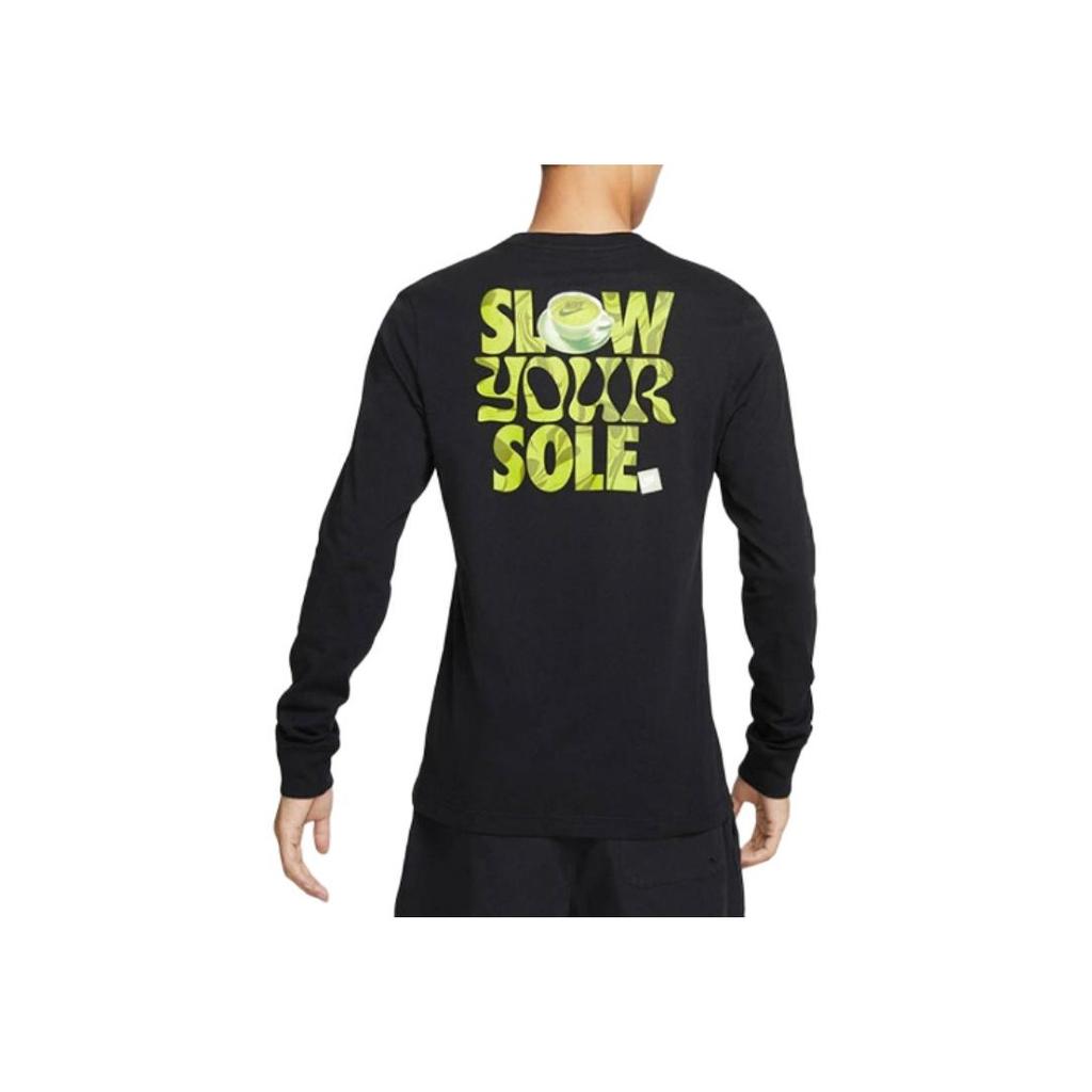 Nike Letter Logo Pattern Round Neck Long Sleeve T-Shirt Men Tops Black FZ7957-010