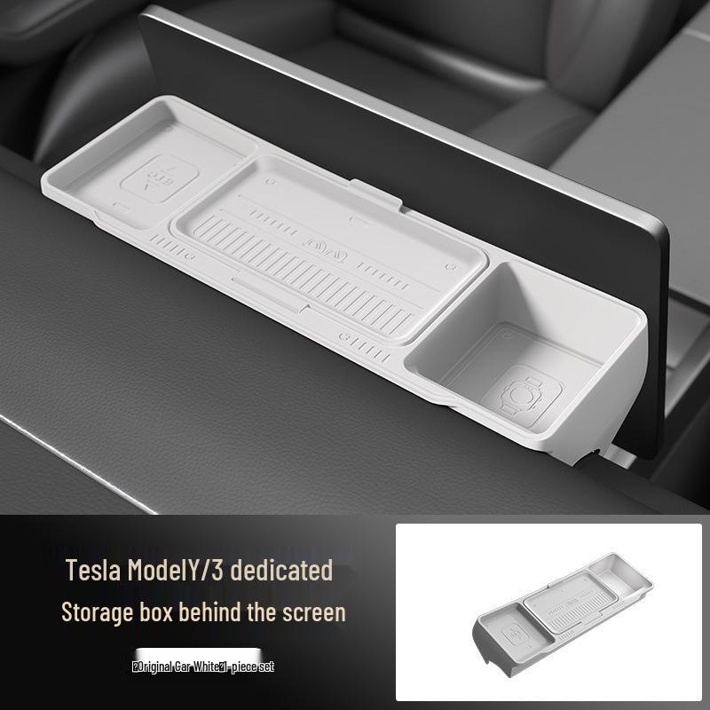 Silicone Anti-Shake Storage Box for Tesla Rear Screen Compartment