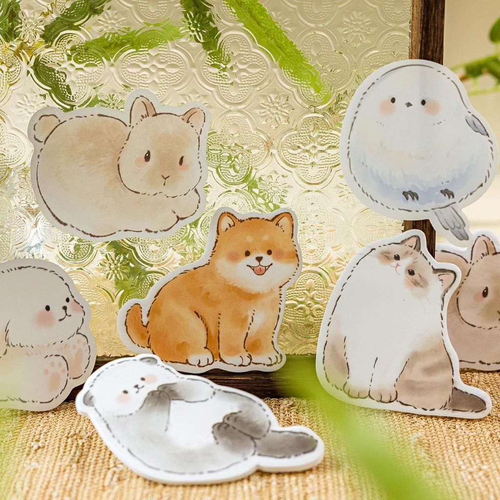 Momo Chinese-Style Cute Pet Stickers: Hand-Drawn Small Animal Wall & Diary Decorations