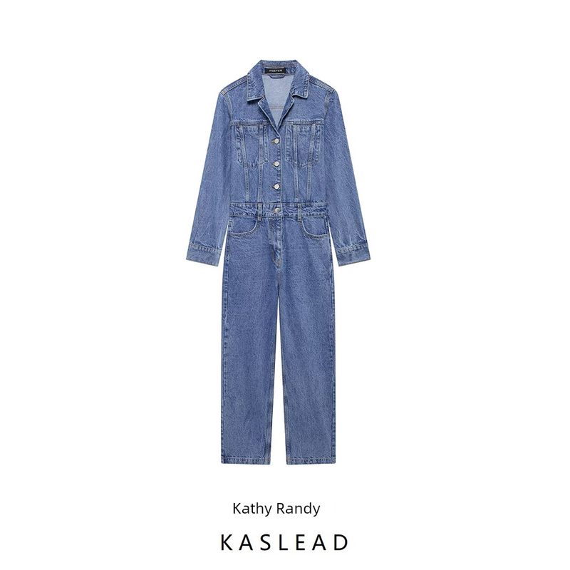 Kaslead New Arrival Women's Clothing Fashion Style Fashion Minimalist Casual Denim Jumpsuit 1879227