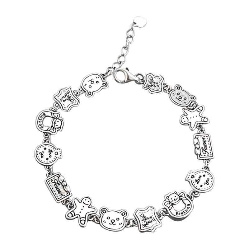 Korean Version of Ins Style Gingerbread Man Series Cartoon Bear Ear Buckle Necklace Bracelet Ring