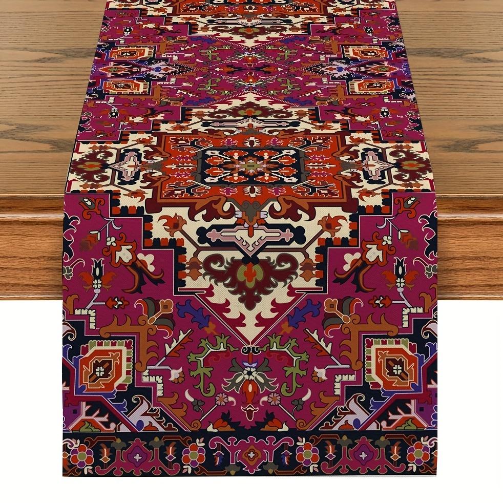 Vintage perzsa stílusú len asztali futó Ünnepi parti dekoráció Újrafelhasználható parasztkonyhai étkezőasztali futó Esküvői dekorációk 150x33cm