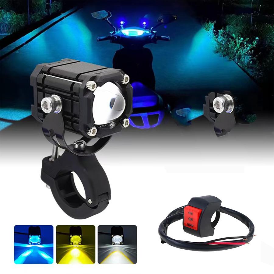 2PCS Motorcycle LED Explorers Headlight Projector Fisheye Lens LED Moto Fog Auxiliary Motorcycle Headlight