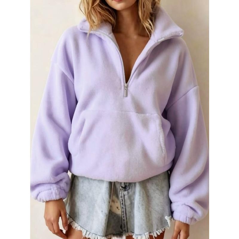 JPNTKY Women's Long Sleeve Half Zip Hoodie Vintage Casual Solid Color Print Autumn Winter Jackets & Coats