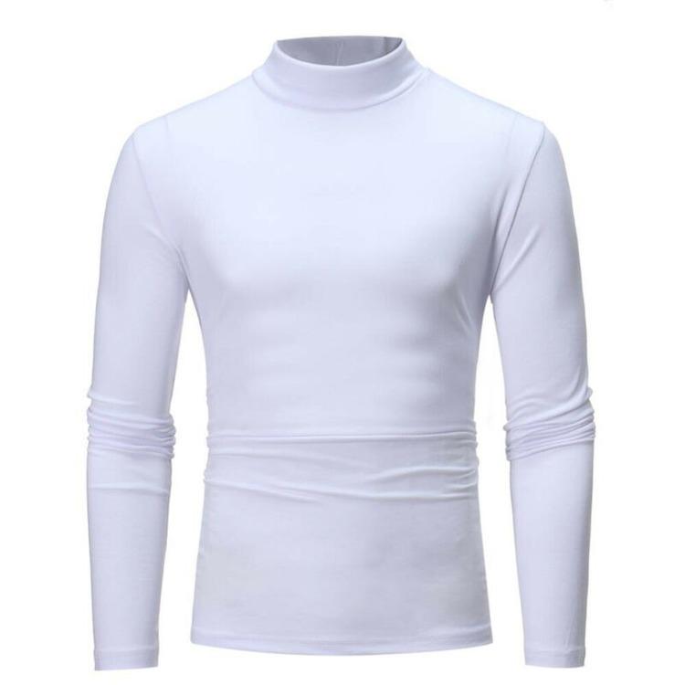 Mens Plain High Neck Long Sleeve Basic 