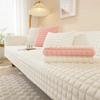 INS Ruit Dik Pluche Bankhoes Antislip Winter Warm Bankhanddoek Mat Wit Grijs Kleur L-vormige Bankhoes voor Woonkamer