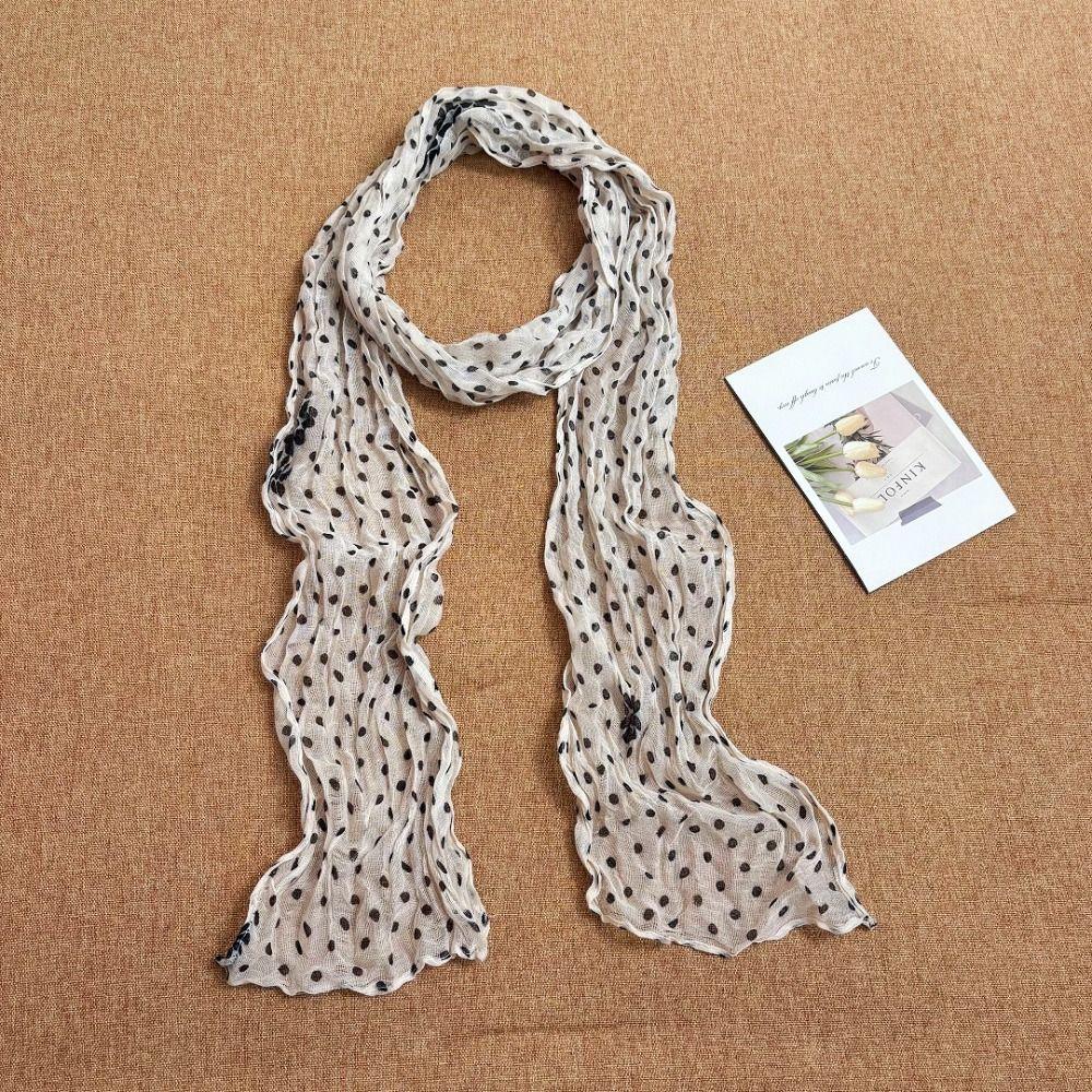 Sunscreen Shawls Polka Dot Scarf Wrinkle Twisted Chiffon Scarf Pleated Scarves  Air Conditioner Use