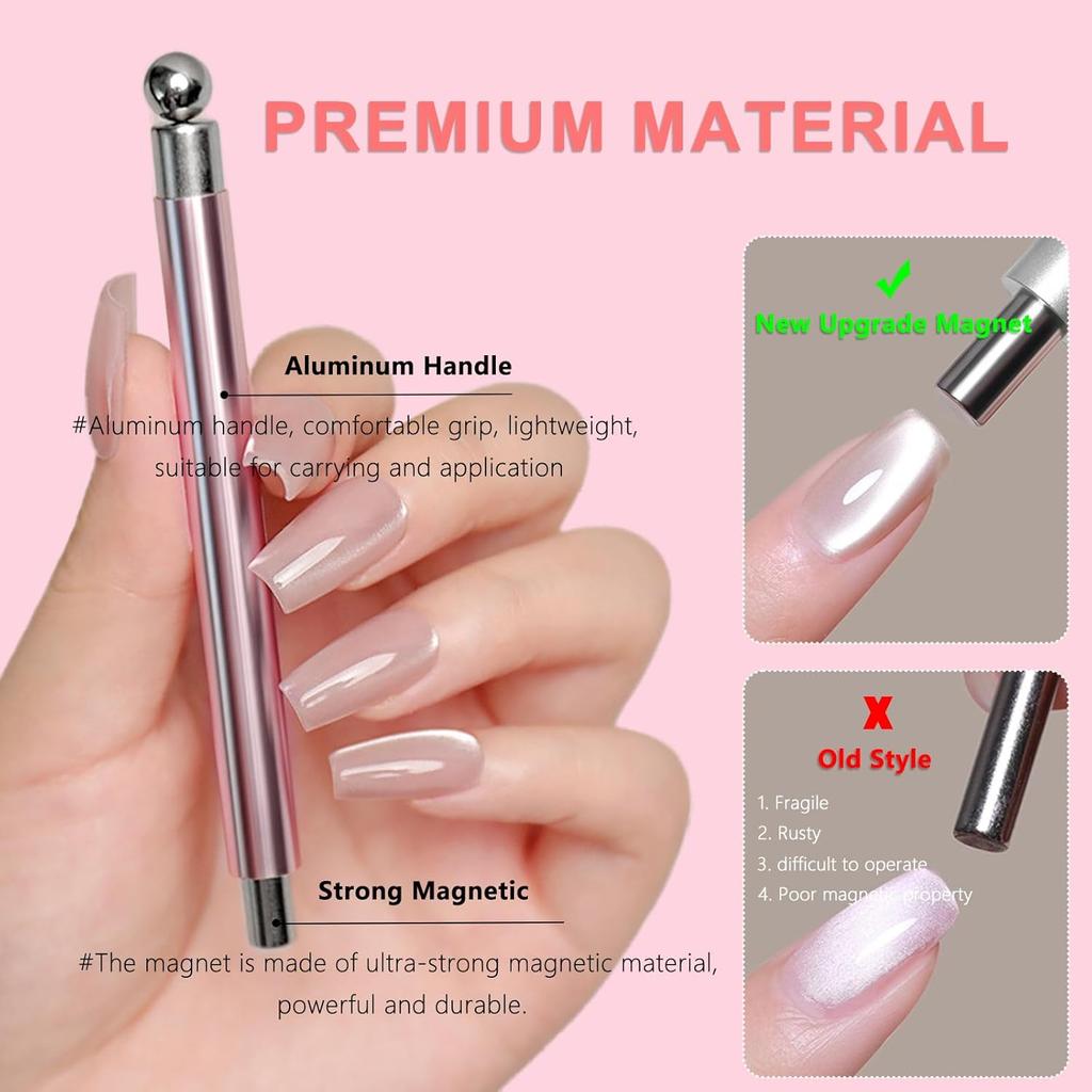 LINMANDA Cat-Eye Nail Magnet Double-Headed Cylindrical for Use with Cat-Eye Gel Nail Polish Suitable for Home and Nail Salon Use