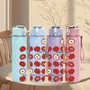 1PC Red Flower Pattern Print 750ml Color Plastic Sports Water Bottle Leakproof Flip Straw Lid Suitable for Sports Office Home Use