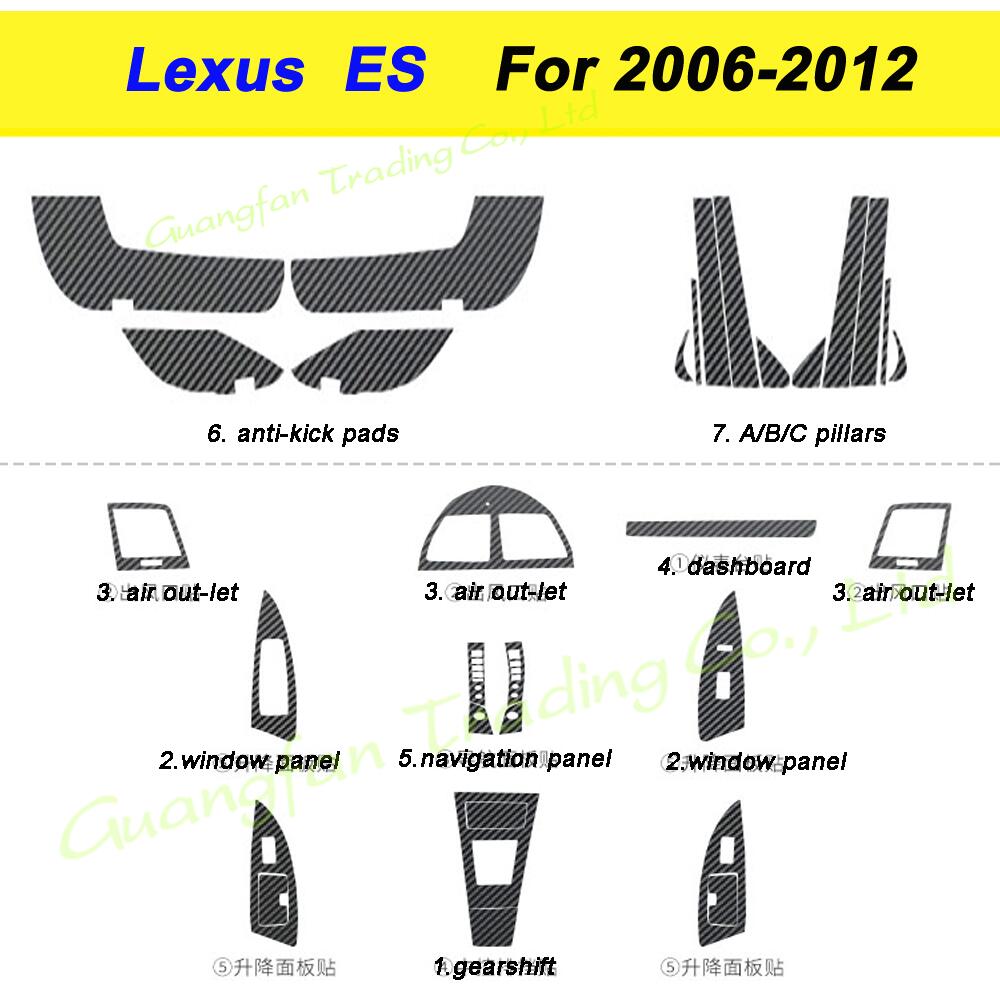For Lexus ES240 350 2006-2012 Car-Styling 3D/5D Carbon Fiber Car Interior Center Console Color Molding Sticker Decals