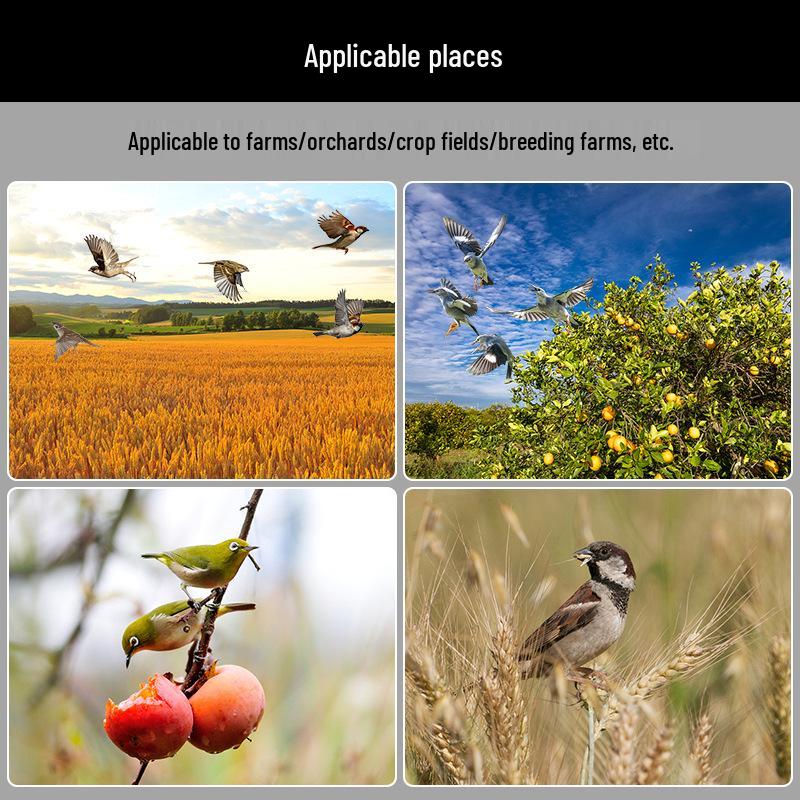 Solar Daytime Bird Repeller with Timed Sound and Light for Orchards, Fish Ponds, and Paddy Fields