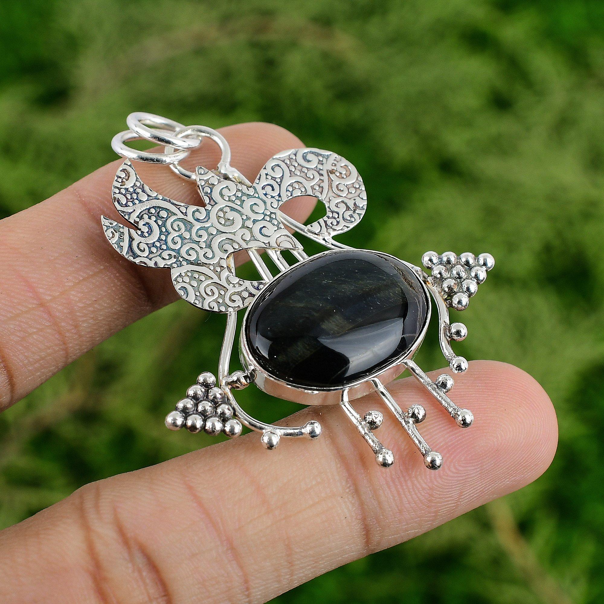 

Daughters Day Sale Sterling Silver Oval Pietersite Stone Elegant Artisan Pendant