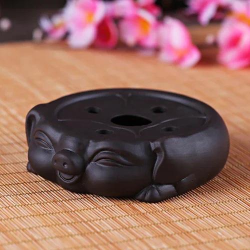 Chinese Purple Clay Tea Set Supplies Handmade Teapot Base Purple Sand Animal Model Tea Tray Traditional Tea Accessories 11x3cm