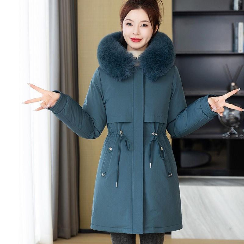 Plush Fleece Mid-length Winter Korean Style New Loose Cotton Coat Thickened Cotton Coat and Jacket for Women
