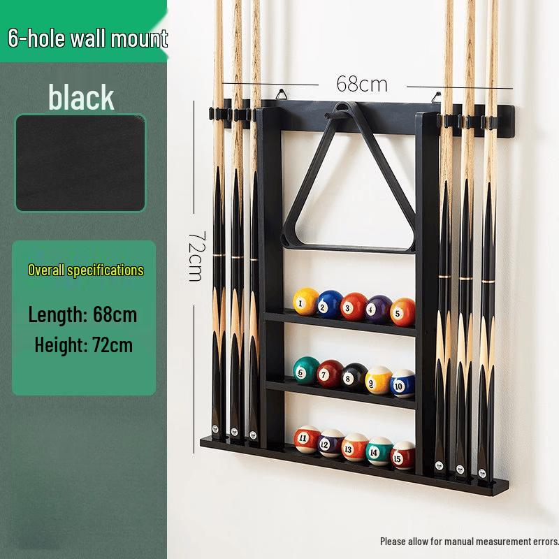 Solid Wood Wall-Mounted 6-Cue Billiard Rack