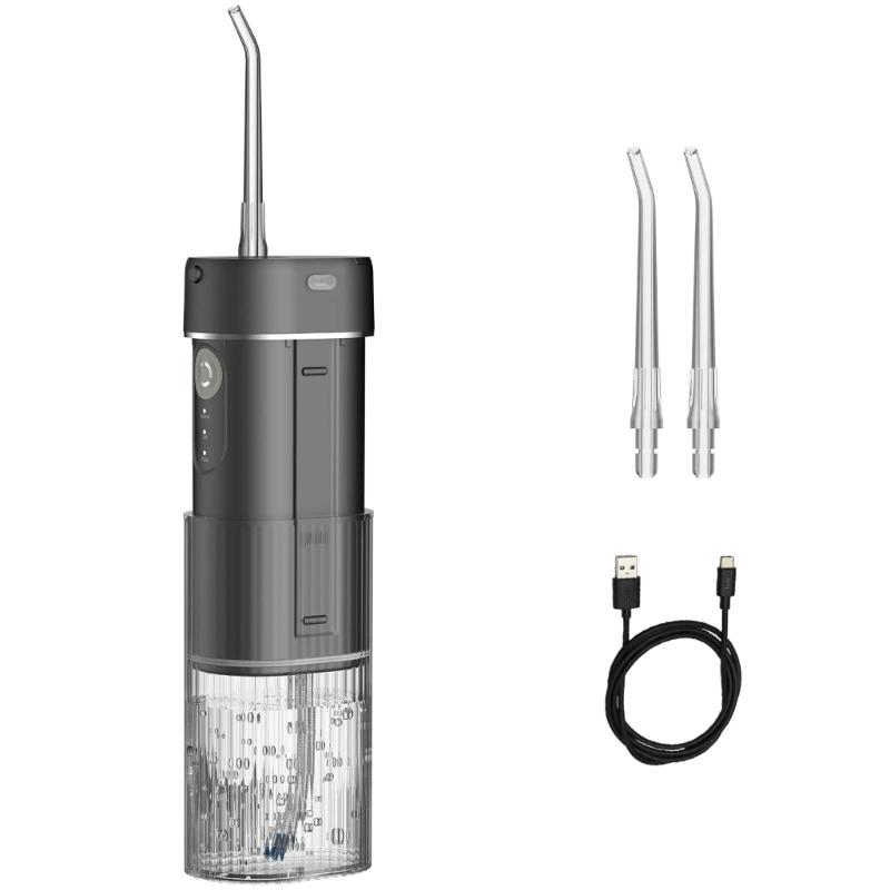 

Беспроводной ирригатор для полости рта, флоссер для воды с 3 режимами, 190 мл, межзубной очиститель чёрный