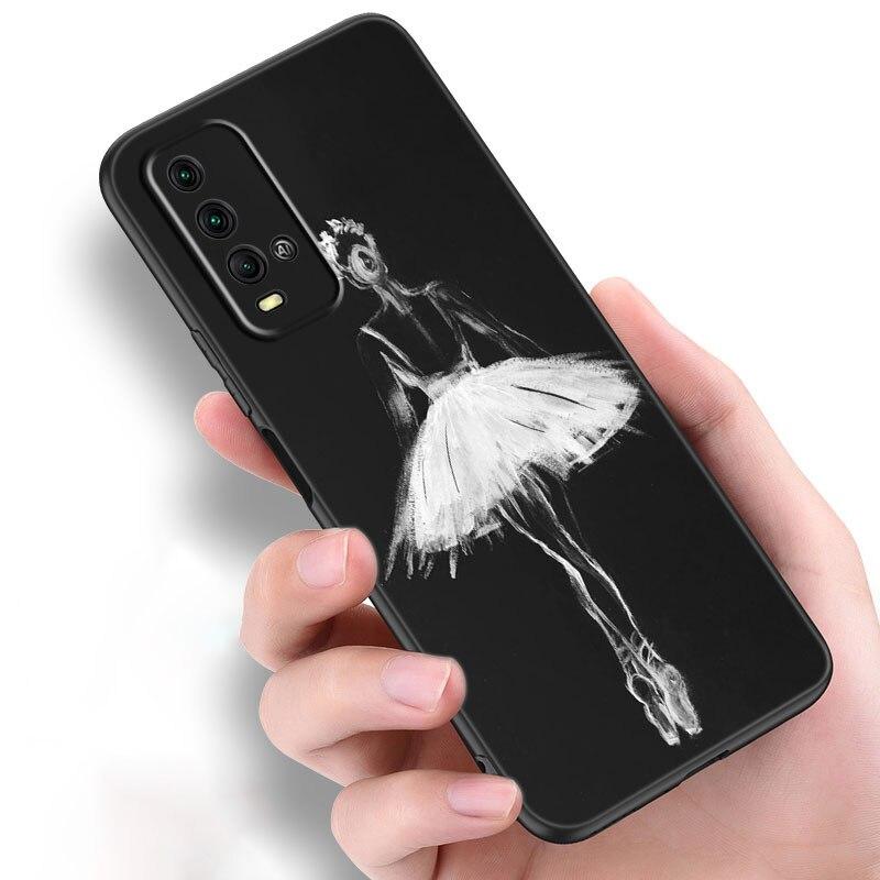 Ballerina Girl Phone Case For Xiaomi Redmi Note 10 9 Pro Max 10S 10T 9A 9C 9S 9T 8A 8T 8 7 Pro Soft TPU Black Cover