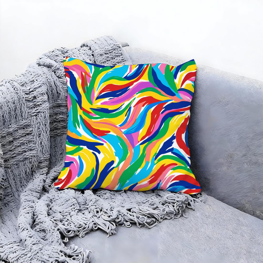 Abstract Colorful Pattern Cushion Cover Premium Comfort Reversible Pillow Cove -Two in One Design for Any Room & Car Interior