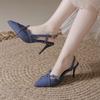 Wiosna i jesień 2025 nowy worek głowa lekka usta szpilki wysokie obcasy damskie sandały królewska siostra seksowne niebieskie piękny temperament pojedyncze buty